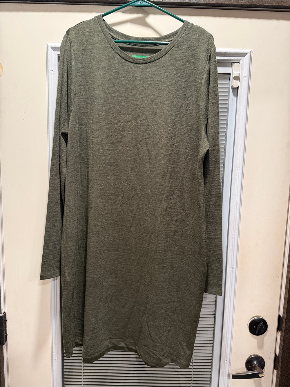 dip Olive Green Long Sleeve Women's Dress